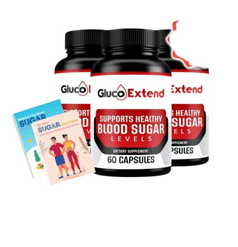 Gluco Extend supplement bottle - natural blood sugar support formula